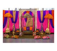 YongFoto 7x5ft Indian Wedding Photography Backdrop Moroccan Hindu Traditional India Photo Background for Bridal Shower Marriage Ceremony Party Decorations Portrait Photo Shoot Studio Props