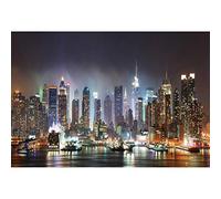 YongFoto 7x5ft Photography Backdrop New York City Manhattan Skyscraper Skyline Hudson River at Night Landscape Photo Background Backdrops Photography Photo Shoots Party Portrait Photo Studio Props