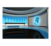 YongFoto 7x5ft Polyester Photo Backdrop Tv News Studio Blue Screen Earth Symbol Backdrop Chroma Key Video Photo Production Photography Background Portrait Photo Shoot Studio Props