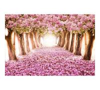 YongFoto 7x5ft Vinyl Photography Backdrop Falling Petal Over the Tunnel Romantic Pink Flower Trees Valentine's Day Party Photo Background Wedding Backdrops Girls Adult Kids Photo Studio Props