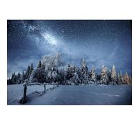 YongFoto 8x6ft Winter Forest Photo Backdrop Snowy Trees Dreamlike Starry Night Snow Covered Nature Scenery Photography Background Tree Landscape Portrait Child Adults Photoshoot Studio Props