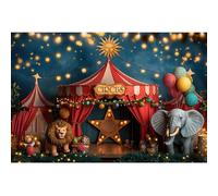 YongFoto Circus Theme Backdrop 8x6ft Lion Elephant Tent Amusement Park Photography Background Baby Shower Kids Birthday Carnival School Event Classroom Decor Party Banner Portraits Photoshoot Props