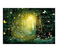 YongFoto Enchanted Forest Backdrop 10x6.5ft Wildflowers Firefly Butterfly Spring Garden Fairy Tale Wonderland Photography Background Kids Birthday Party Banner Portraits Photoshoot Wallpaper Props