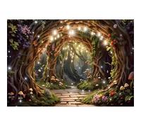 YongFoto Enchanted Forest Backdrop 12x8ft Wildflowers Firefly Mushroom Spring Garden Fairy Tale Wonderland Photography Background Kids Birthday Party Banner Portraits Photoshoot Wallpaper Props