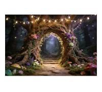 YongFoto Enchanted Forest Backdrop 5x3ft Wildflowers Mushroom Firefly Spring Garden Path Fairy Tale Wonderland Photography Background Birthday Party Banner Portrait Photoshoot Wallpaper Photo Booth
