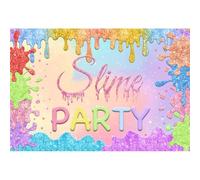 YongFoto It's Slime Time Party Backdrop 5x3ft Colorful Splatter Graffiti Flowing Dropping Photography Background Kids Birthday Fiesta Glow Slime Party Banner Cake Table Decor Photoshoot Wallpaper