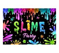 YongFoto It's Slime Time Party Backdrop 6x4ft Colorful Splatter Graffiti Flowing Dropping Photography Background Kids Birthday Fiesta Glow Slime Party Banner Cake Table Decor Photoshoot Wallpaper