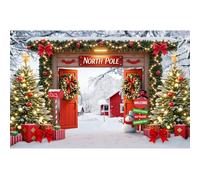 YongFoto Merry Christmas Backdrop 6x4ft North Pole Wonderland Santas Workshop Snowman Snowfield Xmas Tree Photography Background Winter New Year Party Banner Photoshoot Wallpaper Photo Booth