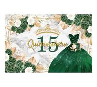 YongFoto Sweet Princess Girl Happy 15th Birthday Backdrop 8x6ft Dress Crown Flower Photography Background Mis Quince Anos Quinceanera 15th Birthday 15 Years Old Party Cake Table Banner Photo Booth