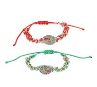 yonghong 2pcs Our Lady Virgin Mary Crucifix Miraculous Medals Bracelets Catholic Virgin Mary Saint Benedict Cross Bracelet San Judas Adjustable Bracelet
