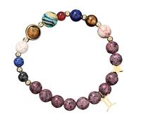 YONGHONGKEJI 12 Constellations Bracelet for Women Eight Planets Guardian Star Wristbands Natural Stone Beaded Bracelets for Men Elastic Ball Bearings Cuff Bangle Jewellery Gifts Gemini