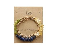 YONGHONGKEJI 12 Constellations Stone Bracelets for Womens Irregular Natural Chakra Gemstone Crystal Bracelets Peridot Lapis Lazuli Chain Cuff Bangle Multi-Layer Stacked Wristbands Gifts for Women Le
