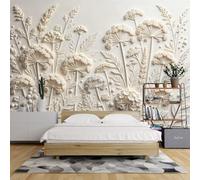 YONGHONGKEJI 3D Textured Wall Mural 100X72Inch Dandelion Wild Floral Wallpaper Minimal Botanical Bedroom Wallpaper Rustic Large Poster Photo Wall Decor for Living Room Bedroom Floral 250X180Cm(W X H)