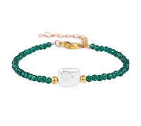 OutFyt 3Mm Faceted Natural Emerald Stone Healing Crystal Bracelet For Women, Square Shape Chakra Gemstone Bracelet Adjustable Yoga Charm Jewelry For Men Jewelry Xmas Gift