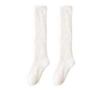 YONGHONGKEJI 3Pairs Long Fluffy Socks Womens Knee High Candy Colors Cosy Soft Casual Floor Socksthick Winter Fuzzy Bed Home Sleeping Xmas Gift White