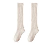 YONGHONGKEJI 3Pairs Long Fluffy Socks Womens Knee High Candy Colors Cosy Soft Casual Floor Socksthick Winter Fuzzy Bed Home Sleeping Xmas Gift Light White
