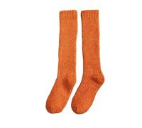 YONGHONGKEJI 3Pairs Long Fluffy Socks Womens Knee High Comfort Thick Solid Color Terry High Elasticity Super Soft Fuzzy Bed Home Casual Sleeping Xmas Gift Orange