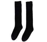 YONGHONGKEJI 3Pairs Long Fluffy Socks Womens Knee High Solid Color Soft Warm Thick Fuzzy Home Cosy Coral Fleece Lounge Bed Sleeping Xmas Gift Black