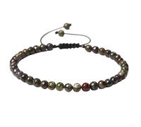 YONGHONGKEJI 4Mm Natural Dragon Blood Stone Bracelets,Handmade Braided Chakra Yoga Crystal Adjustable Bracelet Lucky Beaded Bangles For Women Men Couples Jewelry Gift
