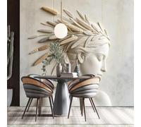 YONGHONGKEJI Ancient Gr nd Roman Goddess Sculpture, with A Laurel Wreath. 3D Relief, Modern Minimalist Luxury Wallpaper Floral Art Wall Decor 3D Relief Women 159X280Cm/64X112Inch(Wxh)