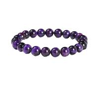 YONGHONGKEJI Bead Bracelet Natural Stone Healing Crystal Bracelets for Women Men Energy Quartz Bangles for 7 Chakra Protection Yoga Meditation Relax Friendship Crystal Jewelry Gifts Purple Tiger'S E