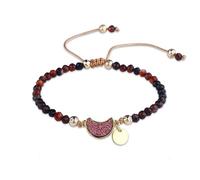 YONGHONGKEJI Beaded Bracelets for Women Natural Colorful Crystal Bracelet for 7 Chakra 4Mm Section Gemstone Cuff Bangles Handmade Braided Charm Wristbands Jewellery Gifts for Women Claret