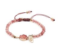 YONGHONGKEJI Beaded Bracelets for Women Natural Colorful Crystal Bracelet for 7 Chakra 4Mm Section Gemstone Cuff Bangles Handmade Braided Charm Wristbands Jewellery Gifts for Women Pink