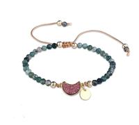 YONGHONGKEJI Beaded Bracelets for Women Natural Colorful Crystal Bracelet for 7 Chakra 4Mm Section Gemstone Cuff Bangles Handmade Braided Charm Wristbands Jewellery Gifts for Women Indian Agate