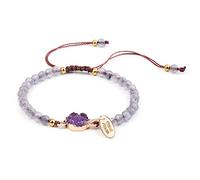 YONGHONGKEJI Beaded Bracelets for Women Natural Colorful Crystal Bracelet for 7 Chakra 4Mm Section Gemstone Cuff Bangles Handmade Braided Charm Wristbands Jewellery Gifts for Women Purple
