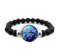 YONGHONGKEJI Chakra Bracelet 12 Zodiac Signs Constellation Astrological Bangle Natural Black Onyx Gemstone Healing Crystal Horoscope Bracelet Birthstone Jewelry For Men Couple,Pisces