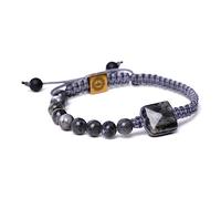 YONGHONGKEJI Chakra Bracelet, Natural Black Glitterite Stone Pyramid Shape Bracelet Handmade Braided Adjustable Yoga Lucky Charm Jewelry For Women Men