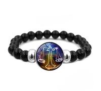 OutFyt Chakra Bracelets For Women, 12 Zodiac Signs Constellation Astrological Bangle Natural Black Onyx Gemstone Bangle Healing Crystal Horoscope Bracelet Birthstone Jewelry For Men Couple,Libra