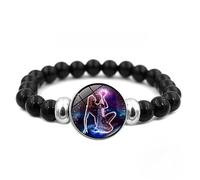 YONGHONGKEJI Chakra Bracelets For Women 12 Zodiac Signs Constellation Astrological Bangle Natural Black Onyx Gemstone Healing Crystal Horoscope Bracelet Birthstone Jewelry Men Couple,Aquarius