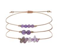 YONGHONGKEJI Chakra Bracelets for Women 3Pcs Natural Colorful Crystal Bracelets for 7 Chakra Lrregular Gemstone Cuff Bangles Crystal Chip Wristbands for Men Jewellery Gifts for Women Amethyst