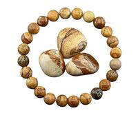 YONGHONGKEJI Crystal Bracelets for Women 8Mm Bead Bracelets Healing Gemstone Stretch Bracelets Elegant Fossil Design Chakra Bangles for Women Birthday Christmas Jewellery Gifts Painted Stone