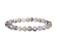 YONGHONGKEJI Crystal Bracelets for Women 8Mm Bead Bracelets Healing Gemstone Stretch Bracelets Elegant Fossil Design Chakra Bangles for Women Birthday Christmas Jewellery Gifts Black and White Agate