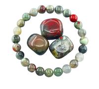 YONGHONGKEJI Crystal Bracelets for Women 8Mm Bead Bracelets Healing Gemstone Stretch Bracelets Elegant Fossil Design Chakra Bangles for Women Birthday Christmas Jewellery Gifts African Bloodstone