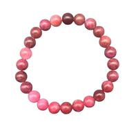 YONGHONGKEJI Crystal Bracelets for Women 8Mm Bead Bracelets Healing Gemstone Stretch Bracelets Elegant Fossil Design Chakra Bangles for Women Birthday Christmas Jewellery Gifts Rubellite