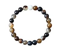 YONGHONGKEJI Crystal Bracelets for Women 8Mm Bead Bracelets Healing Gemstone Stretch Bracelets Elegant Fossil Design Chakra Bangles for Women Birthday Christmas Jewellery Gifts Brown Striped Agate
