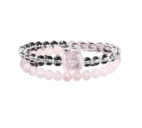 YONGHONGKEJI Double Wrap Bead Bracelets 6Mm Natural Stone Healing Crystal Bracelets Energy Quartz Bangles 7 Chakra Natural Horse Pink White Crystal Beaded Wristbands