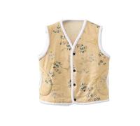OutFyt Fleece Gilet For Women,Chinese Style Warmer Lightweight Gilets With Pockets Jacket Sleeveless Fit Vest Casual Outdoor Gilet Padded Waistcoat Winter,Yellow,S