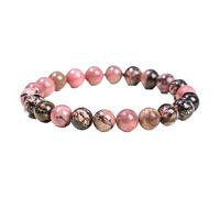 YONGHONGKEJI Healing Crystal Bracelet Natural Gemstone Bead Bracelets for Women Men Energy Quartz Crystal Stone Stretch Bangles 7 Chakra Friendship Wristbands Jewelry Gifts Black Line Rhodonite 10Mm