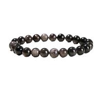 YONGHONGKEJI Healing Crystal Bracelet Natural Gemstone Bead Bracelets for Women Men Energy Quartz Crystal Stone Stretch Bangles 7 Chakra Friendship Wristbands Jewelry Gifts Silver Obsidian 6Mm