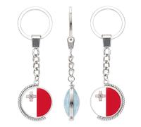 YONGHONGKEJI Key Holder3Pcs Flag Keychain, Metal Malta Keychain Car Ring Pendant Silver Racing Travel Souvenir Jewelry Bag