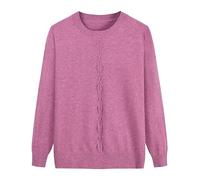 YONGHONGKEJI Ladies Jumper,Old Lady Sweaters for Women Knitwear Middle Aged and Elderly Jumpers Crew Neck Long Sleeve Tops Winter Warm Sweatshirts Grandma Gifts Pink S