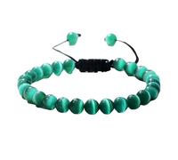 YONGHONGKEJI Natural Green Cat Eye Stone Healing Crystal Braided Bracelet For Women, Chakra Gemstone Bracelet Adjustable Yoga Distance Charm Jewelry For Men Couple Jewelry Xmas Gift