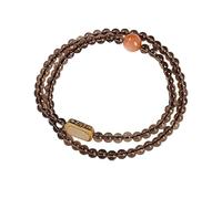 YONGHONGKEJI Natural Stone Healing Crystal Bracelets Reiki Gemstone Bangles for 7 Chakra Protection Natural Smoky Quartz Moonstone Lucky Beads Double Wrap Wristbands