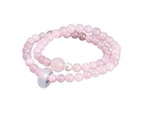 YONGHONGKEJI Natural Stone Healing Crystal Bracelets Reiki Gemstone Bangles for 7 Chakra Protection Yoga Meditation Bangles Natural Rose Quartz Agate Double Wrap Wristbands