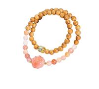 YONGHONGKEJI Natural Stone Healing Crystal Bracelets Reiki Gemstone Bangles for 7 Chakra Protection Natural Sandalwood Salt Source Agate Peony Flower Double Wrap Wristbands