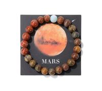 YONGHONGKEJI Planet Bracelet Solar System Universe Galaxy Natural Stone Beaded Bracelets for Women Stretch Cuff Bangle Eight Planets Guardian Star Wristbands for Men Astronomy Gifts Mars + Card